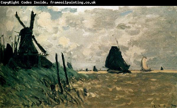 Claude Monet A Windmill Near Zaandam